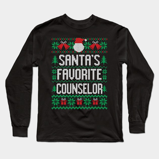 Santa's Favorite Counselor Long Sleeve T-Shirt by Saulene